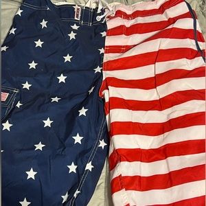 Worn once - men’s American Flag Exist Bathing Suit